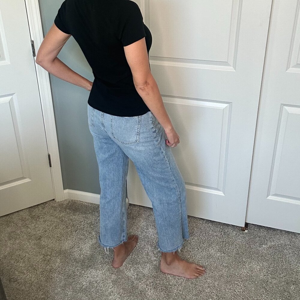 Women's Light Blue Wide Leg Jeans - Picture 3 of 3
